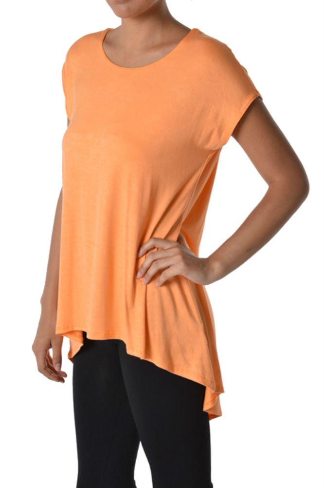 Plum Feathers Women's Solid Color Rayon Span High Low Sleeveless Tunic