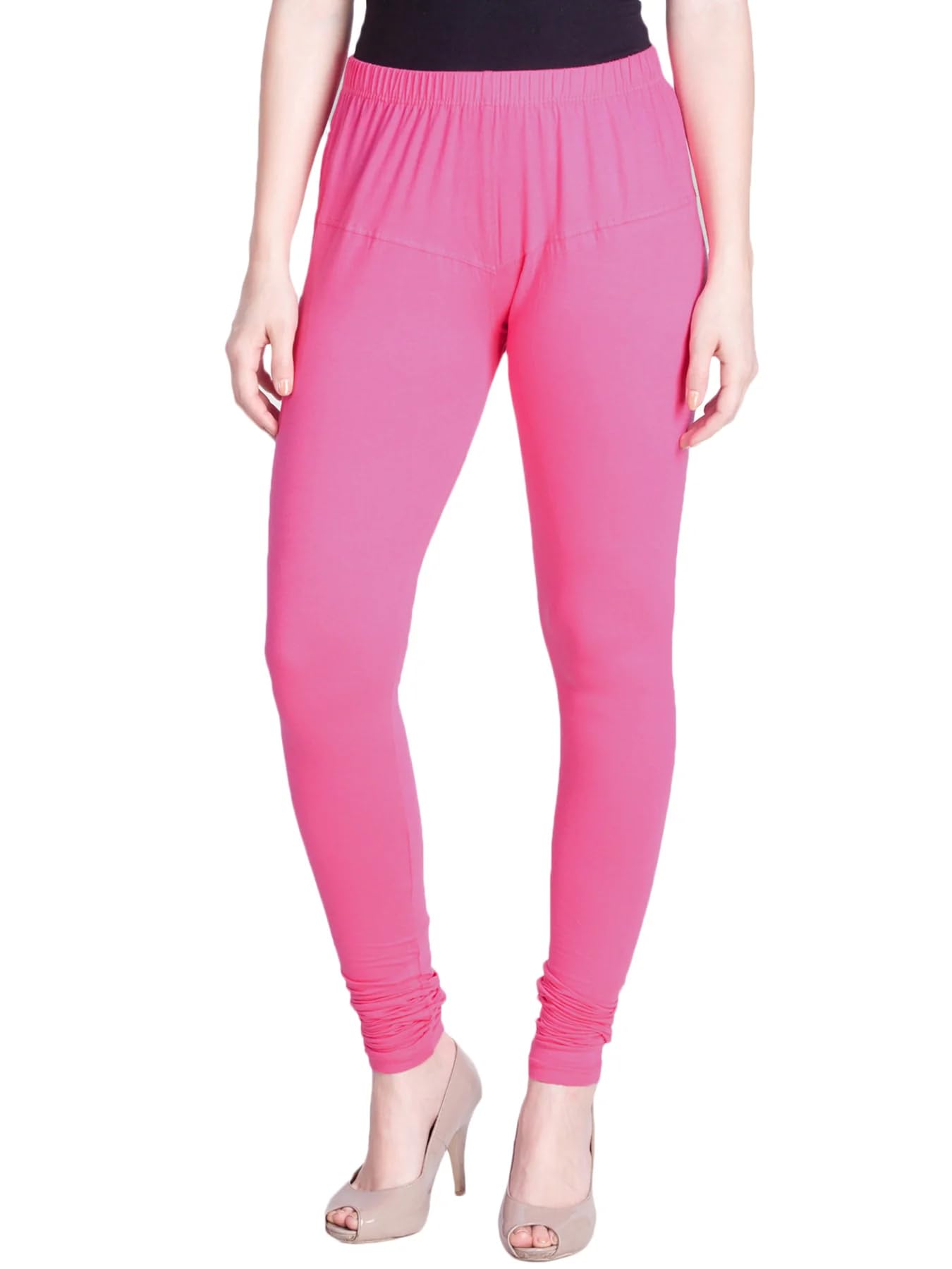 Pink Premium Ultra Soft Cotton Four Way Stretch Churidar Leggings-image-17