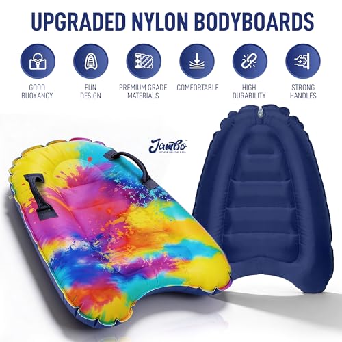 JAMBO Inflatable Surf Body Board with Handles, Boogie Board for Beach, Surfing Swimming Floating Surfboard Boards, Pool Floats Pool Beach Toy for Kids (Water Color Bodyboard) - 1 Pack by JAMBO - Used condition - Image 5