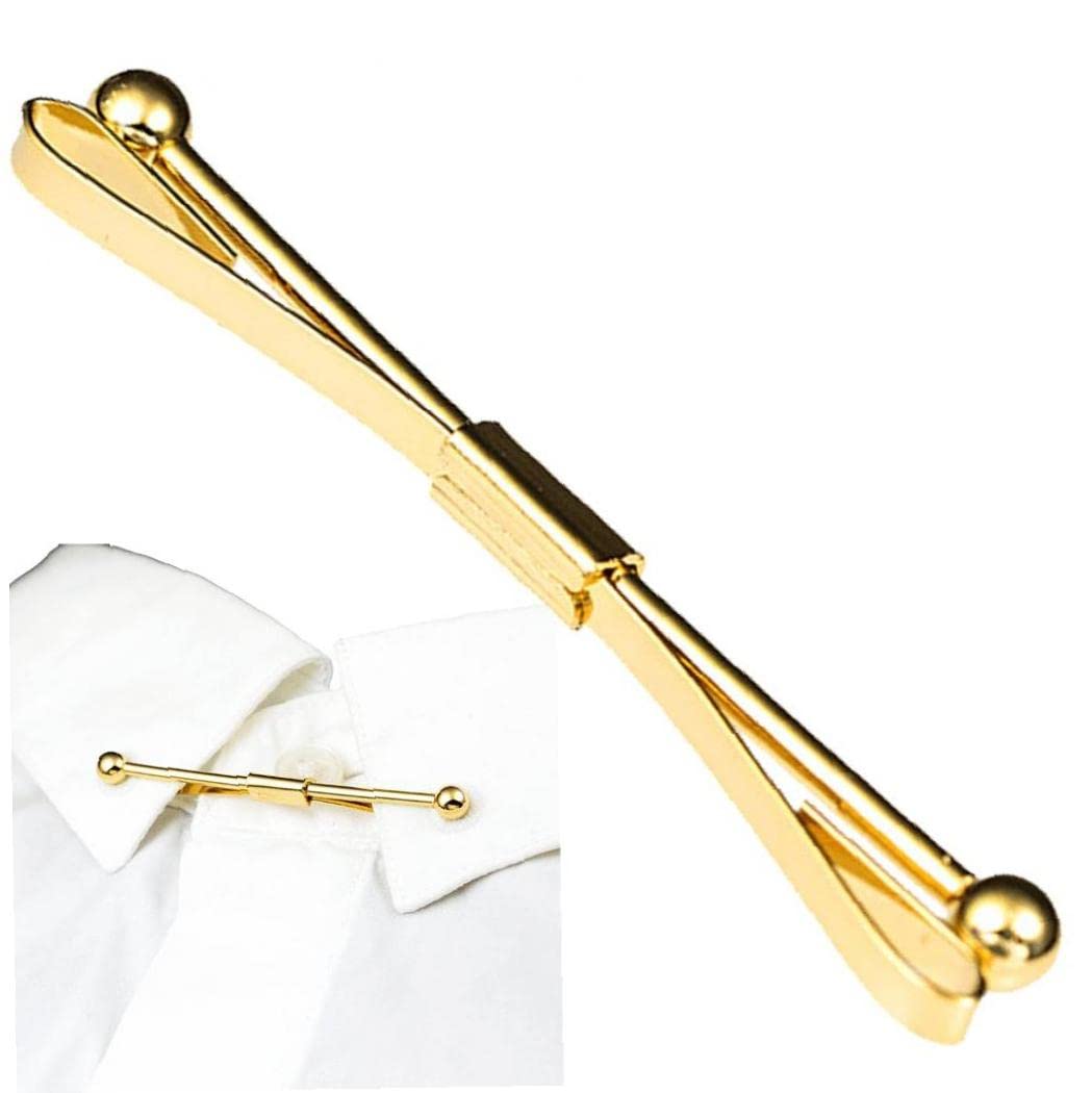 Haowul Men's Classic Tie Clips Shirt Collar Clip Collar Bar for Necktie, Metal Necktie Bar Pinch Clips Tie Pins