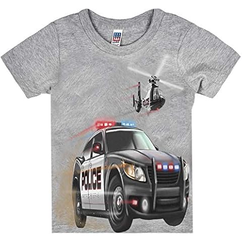 Shirts That Go Little Boys' Police Car and Helicopter T-Shirt 10 Heather Cover