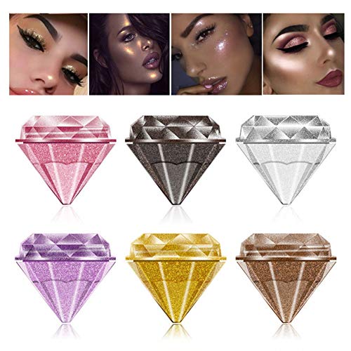 Reddhoon 6 Colors Diamond Liquid Glitter Eyeshadow, Jelly Gel Shiny Eyeshadow Cream, Waterproof Long Lasting Sparkling Glitter Liquid Eyeshadow Metallic Pigment