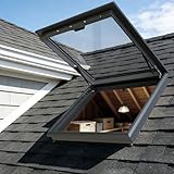 Viuseo Manual Skylight Window, Skylights for House Roof with Double Tempered Glass and Aluminum Alloy Frame, Roof Skylight for Home/Sun Room/Attic/Basement Daylighting