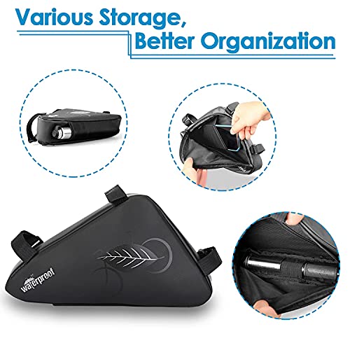 Image of WOTOW Bike Tire Repair Tool Kit, Waterproof Frame Storage Bag & Mini Bike Pump & 16 in 1 Multitool & Bicycle Tyre Lever Patch Portable Repair Tool Accessories Set for Road Mountain BMX Cycling