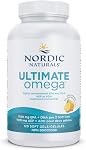 Nordic Naturals Ultimate Omega SoftGels - Omega-3 Supplement, Concentrated Fish Oil With More DHA and EPA, Supports Heart Health, Brain Development and Overall Wellness, Lemon, 120 Count
