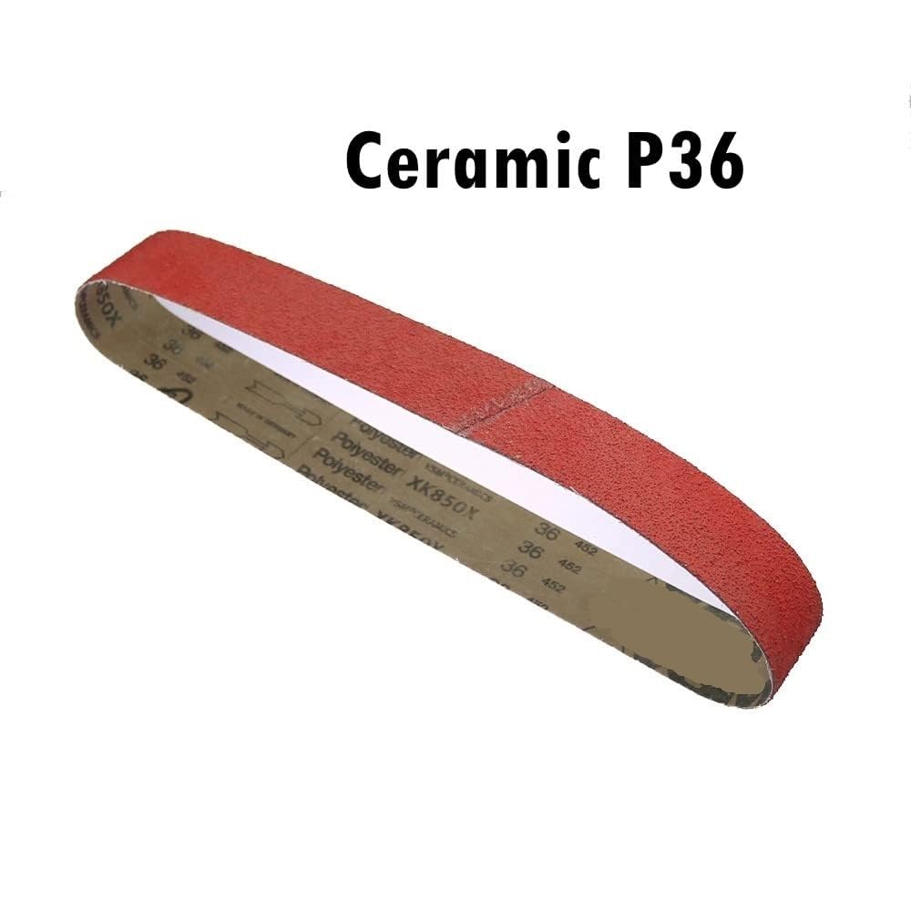 Paquete de 4 correas abrasivas de lijado de cerámica, varios tamaños de grano mixto for pulido de metales(MIX,1220X50mm)