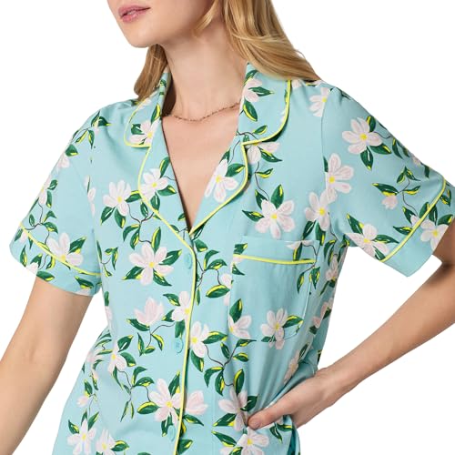 Image of Bed Head PJs Womens Matching Pajamas - Soft Organic Short Sleeve Button Down PJ Shirt & Shorts Set - Sleepwear & Loungewear