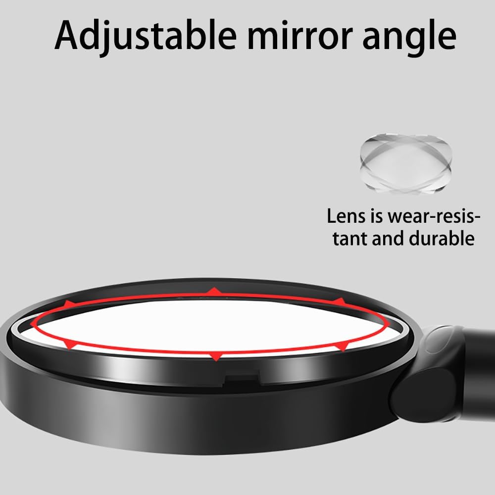 Close-up of the adjustable mirror angle and wear-resistant lens
