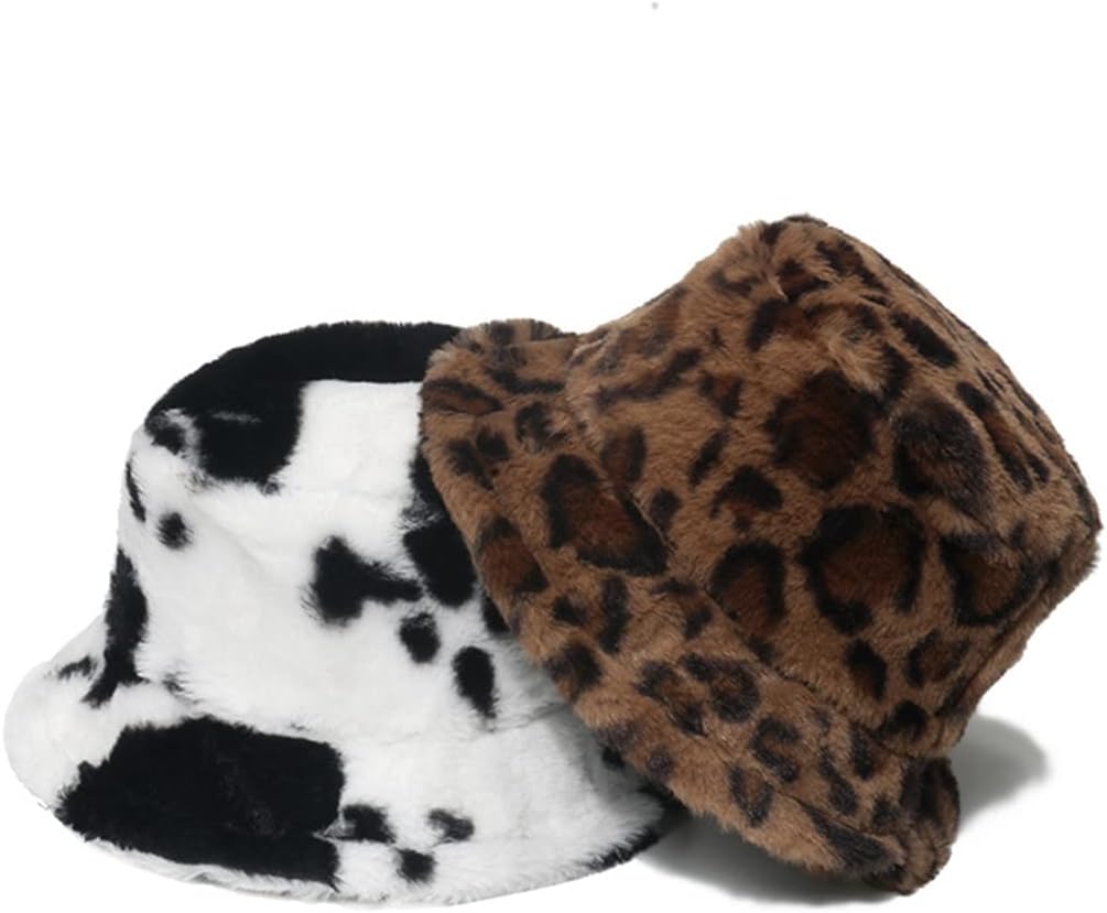 Bucket Hat Fluffy Fashion Faux Fur Warm Fisherman Cap Bucket Cap for Children Multicolor