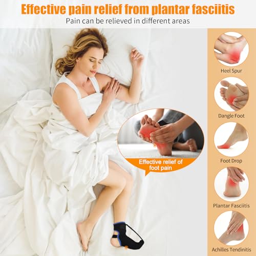 Plantar Fasciitis Night Splint Sock with Hand-Held Massage Tool Upgraded Soft Plantar Fasciitis Brace for Women Men for Achilles Tendonitis Foot Drop Heel Spur Pain Relief Black-Blue (Medium) - Image 3