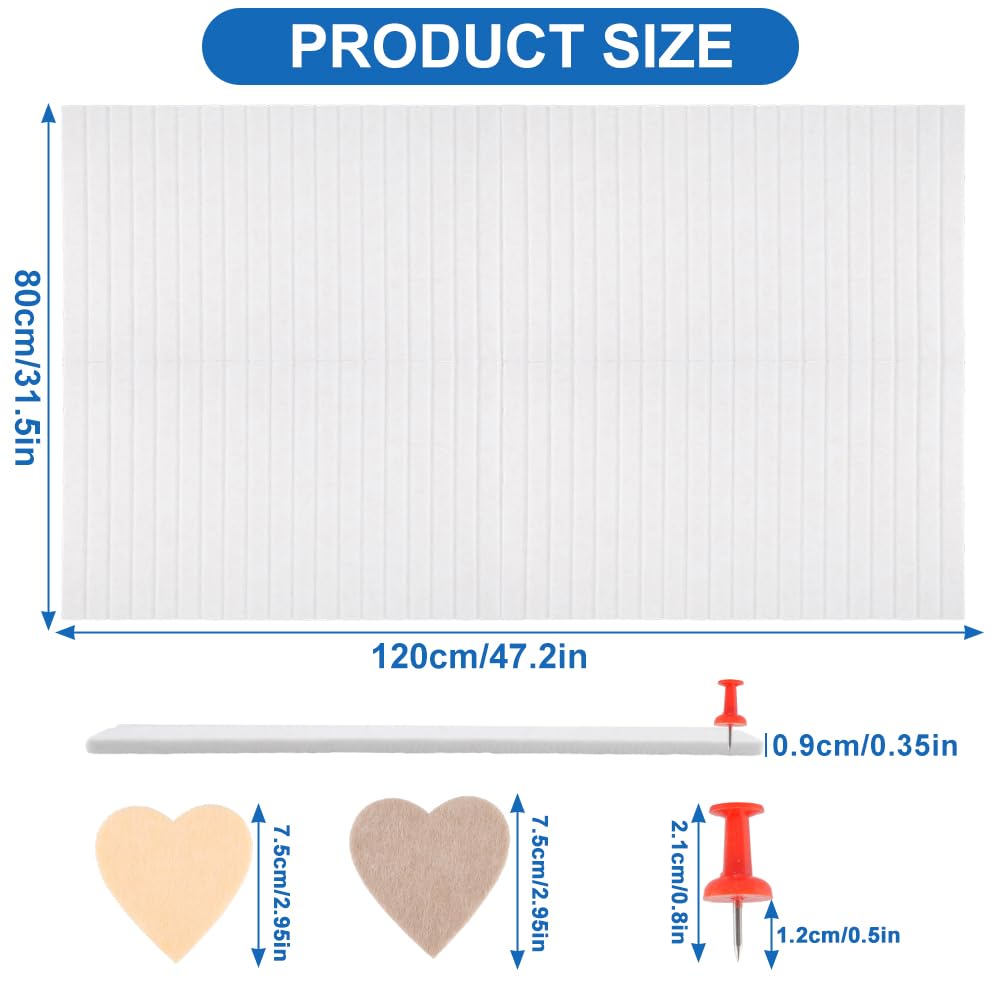 Gran Corcho Pared Autoadhesivo 120x80cm 0,9 cm de Grosor Tablero De Corcho Fieltro, 4 Unidades Tablón De Anuncios 60 x 40cm, Pizarra De Corcho con 40 Chinchetas (Blanco)