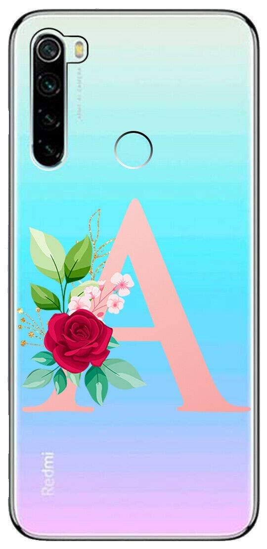 Custodia Mixroom In TPU Morbido Per Xiaomi Redmi Note 8 - Sfondo Trasparente Con Iniziale W - Stampa Di Qualità - 4