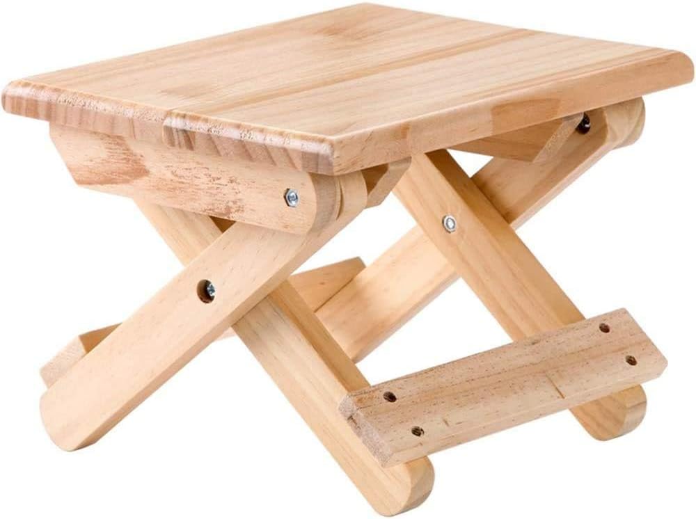 Solid Wood Folding Stool, Portable Simple Household Stool, Small Bench for Shaving and Shower Foot Rest, for Picnic Fishing Bathroom Garden Camping