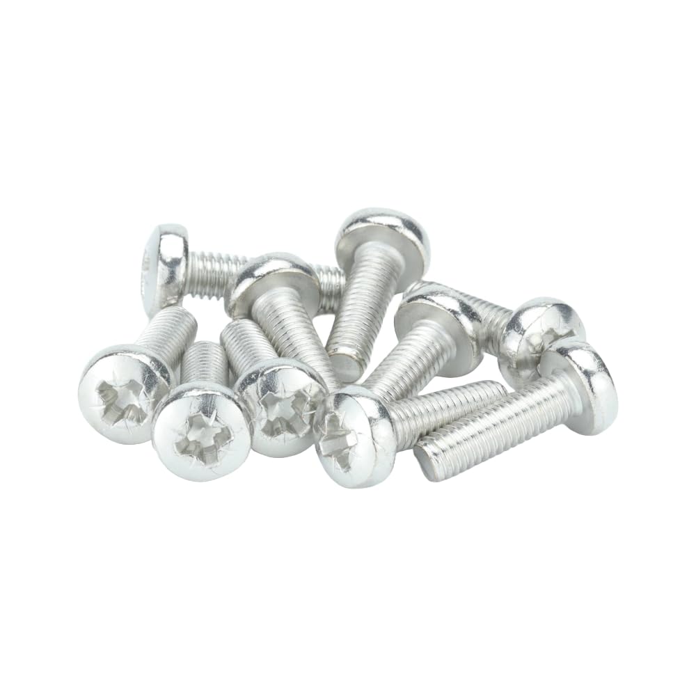 M6 (6mm x 16mm) Pozi Pan Head Machine Screws - BZP Steel (Pack of 20), Silver, M6 x 16mm