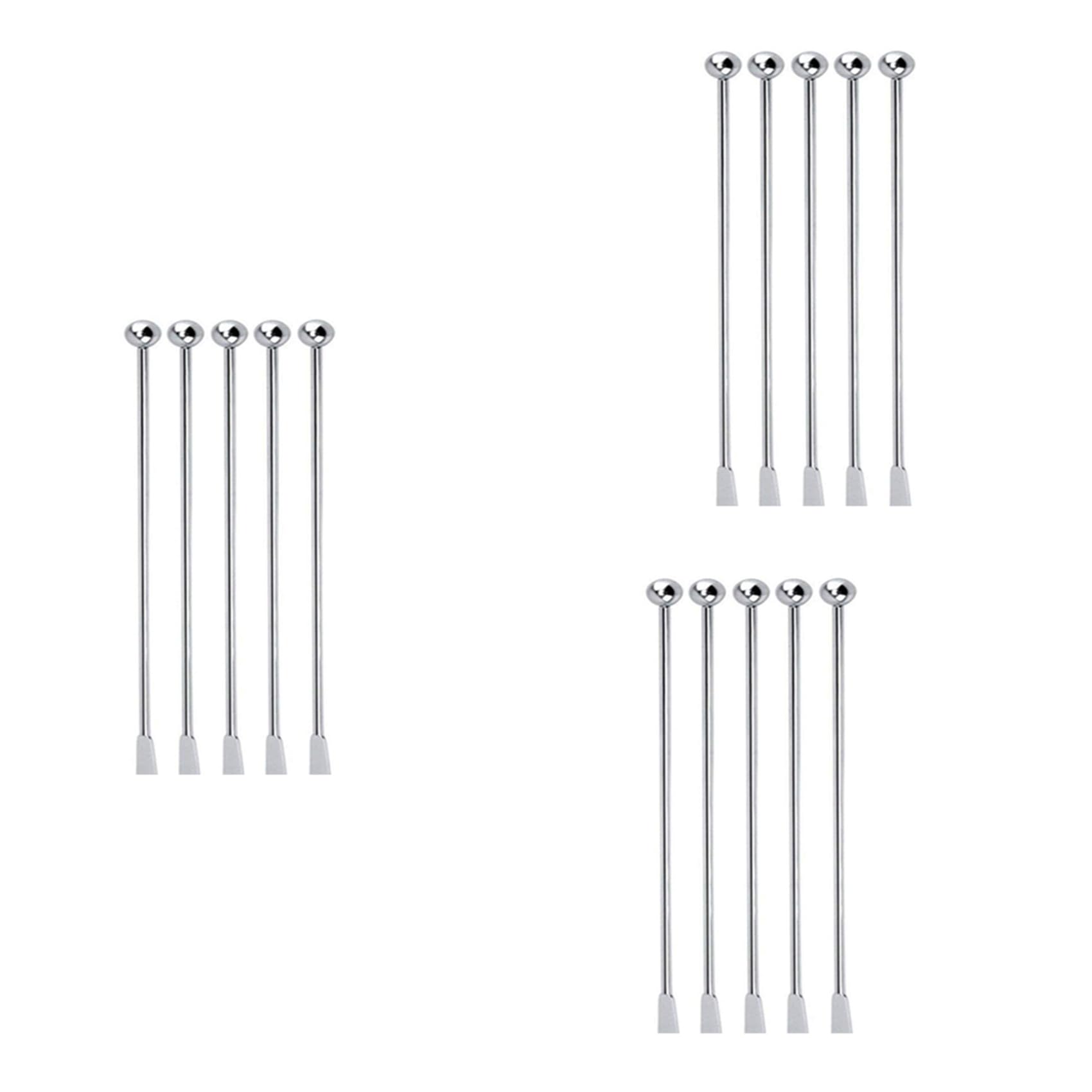 Hndhbfgrt 15 Pcs Reusable Swizzle Sticks Coffee Stirrers Beverage Stir Sticks Stainless Steel Cocktail Swizzle Sticks Silver