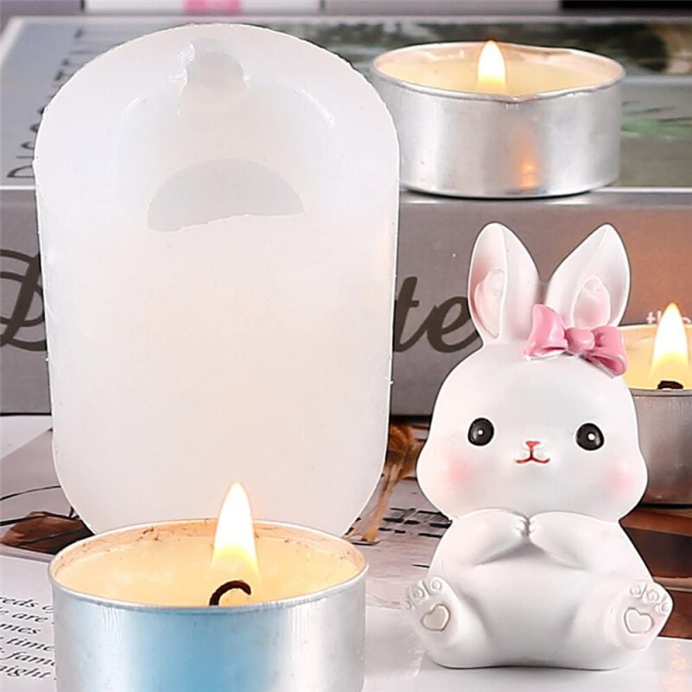 moules en silicone, Lot de 4 moules en silicone en forme de lapin de Pâques for savon, bougie, décoration de gâteaux, plusieurs tailles