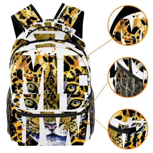 Sac à dos d'école léopard multicolore grand format contre le désordre