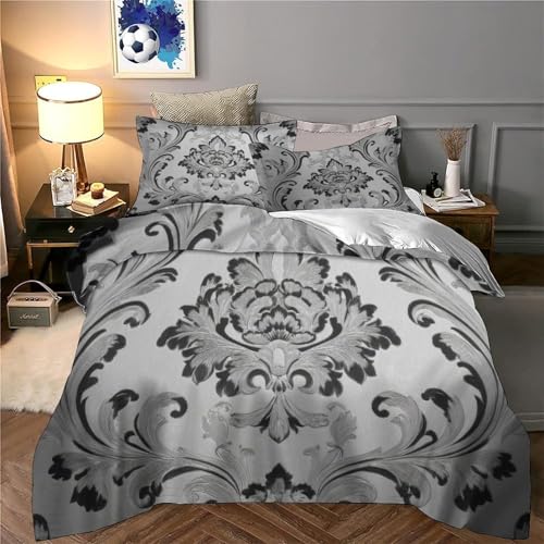 Housse de couette microfibre imprimé 3D super douce motif floral King - 6