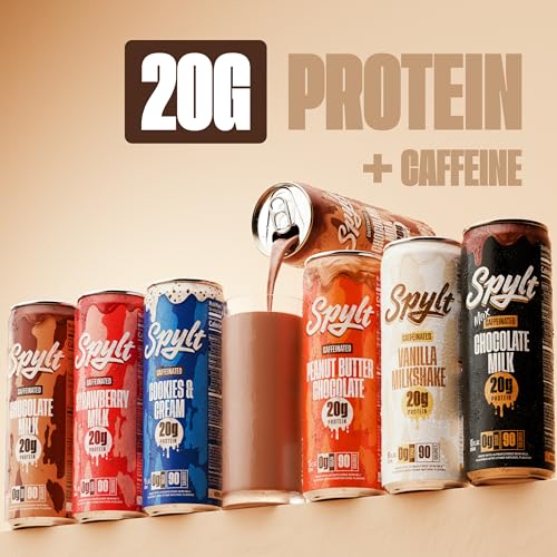 Image of Spylt High Protein Milk - 6 Flavor Variety Pack with 60mg Caffeine & 20g Protein - 90 Calories, Ready to Drink, Sugar Free, Lactose Free Milk, Perfect for Workout Recovery & Afternoon Pick Me Up - 12 Count
