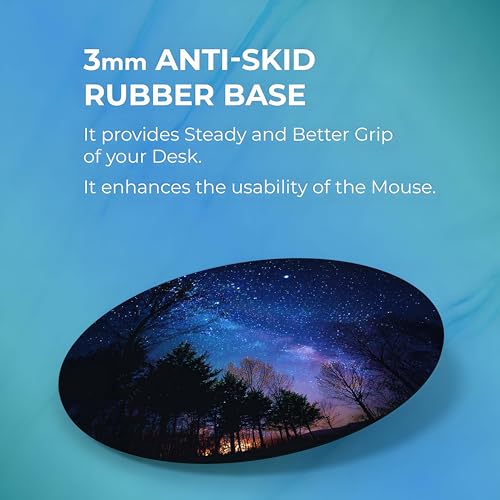 Image of TURTLEWINGS Circular Mousepad with Night Sky Galaxy Design | Round Mouse Pad 240mm x 240mm, 3mm Thick | Unstitched Edges, Cosmic Print for Office, Study, Gaming & Aesthetic Desk Setup