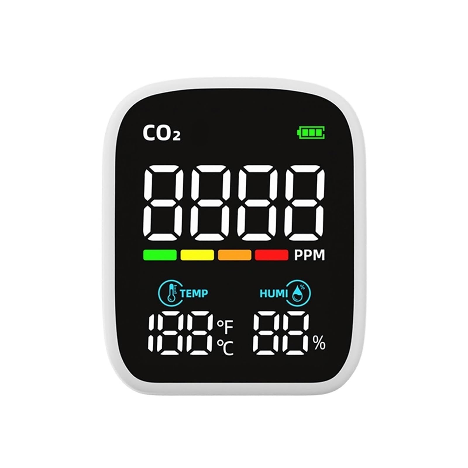 monitor co2, Przenośny miernik ści powietrza LCD 3 w 1/8 cala 1 WiFi PM1.0 PM2.5 PM10 CO2 TVOC HCHO Tester temperatury i wilgotności z alarmem głosowym do domu, biura, samochodu(CO2 Without WIFI)