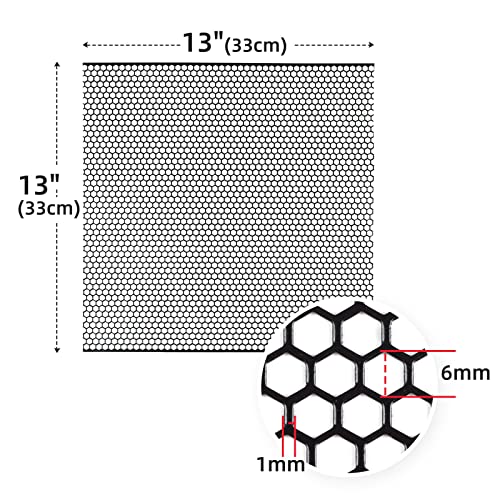 Image of AggAuto Universal 13 inchx13 inch Car Grill Mesh - Aluminum Alloy Automotive Grille Insert Bumper Honeycomb Hole 6mm Spacing 1mm, 3Pcs One of the Most Multifunctional Shape Grids Black