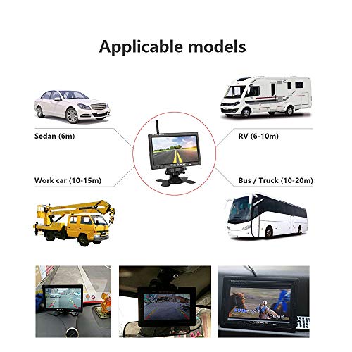 Image of EVERSECU 2pcs Wireless Vehicle Backup Cameras Plus 7 inch Monitor Parking Assistance System for RV /SUV /Van /Pickup /Truck /Trailer Rear /Side /Front View System Switchable