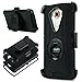 LG V10 Case, ULAK Heavy Duty Shockproof Protection Hybrid Rugged Holster Case for LG V10 Case (5.7" inch) 2015 Release with Built-in Rotating Stand and Belt Swivel Clip - Black+Black