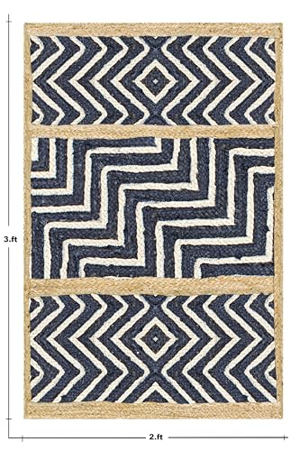 Tapis bohème en jute tressé main 122x182 cm pour salon chic - 4