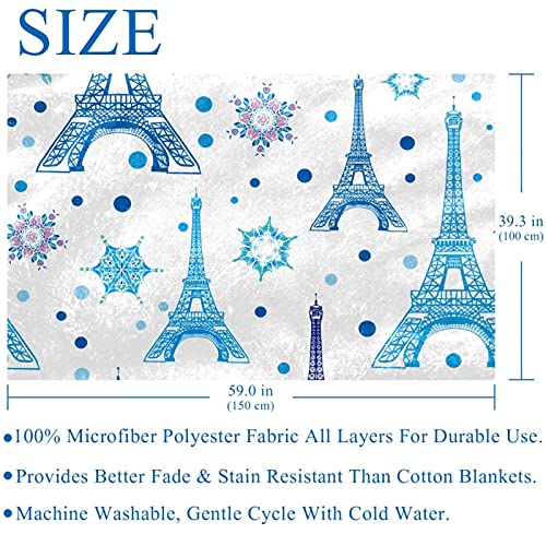 Couverture douce Tour Eiffel 150x100 cm chaude pour lit et canapé