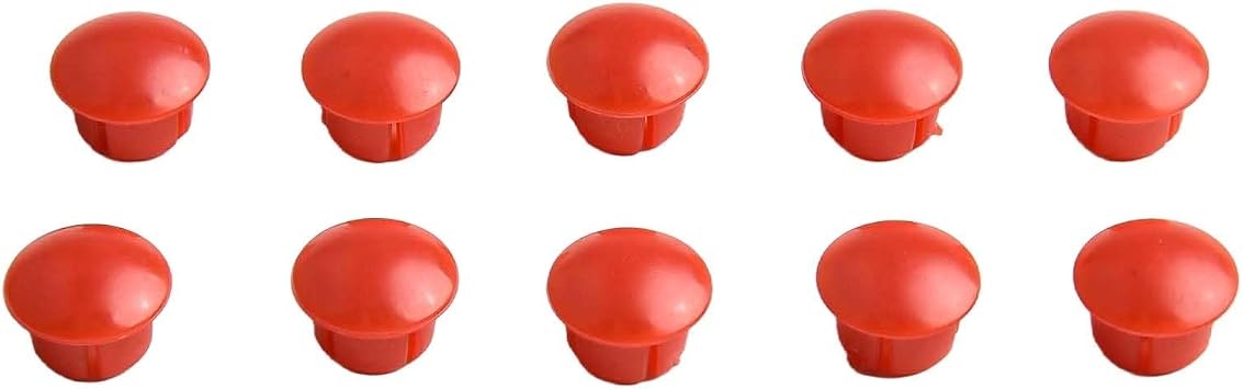 10pcs Hot and Cold Water Faucet Handle Replacement Cap with Red and Blue Indicator Labels for Bathroom or Kitchen Tap Identification, Plastic Round Covers for 6.7mm Diameter Holes