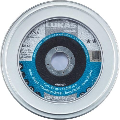 LUKAS ERZETT 10 discos de corte en lata T41 para acero inoxidable 125 x 1 mm recto | para amoladora angular | A60Z-BF - 13 x 13 x 2 cm