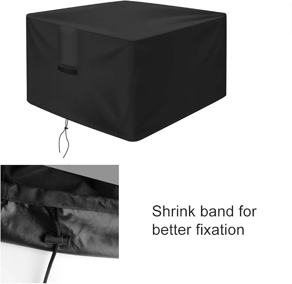 OKPOW Fire Pit Cover 90cm,Firepit Covers Waterproof Square-600D,Fire Bowl Cover Anti-UV,Heavy Duty Rip Proof Oxford Fabric Firepit Cover,Square Fire Pit Covers- Black(90cm*90cm*50cm) - 3