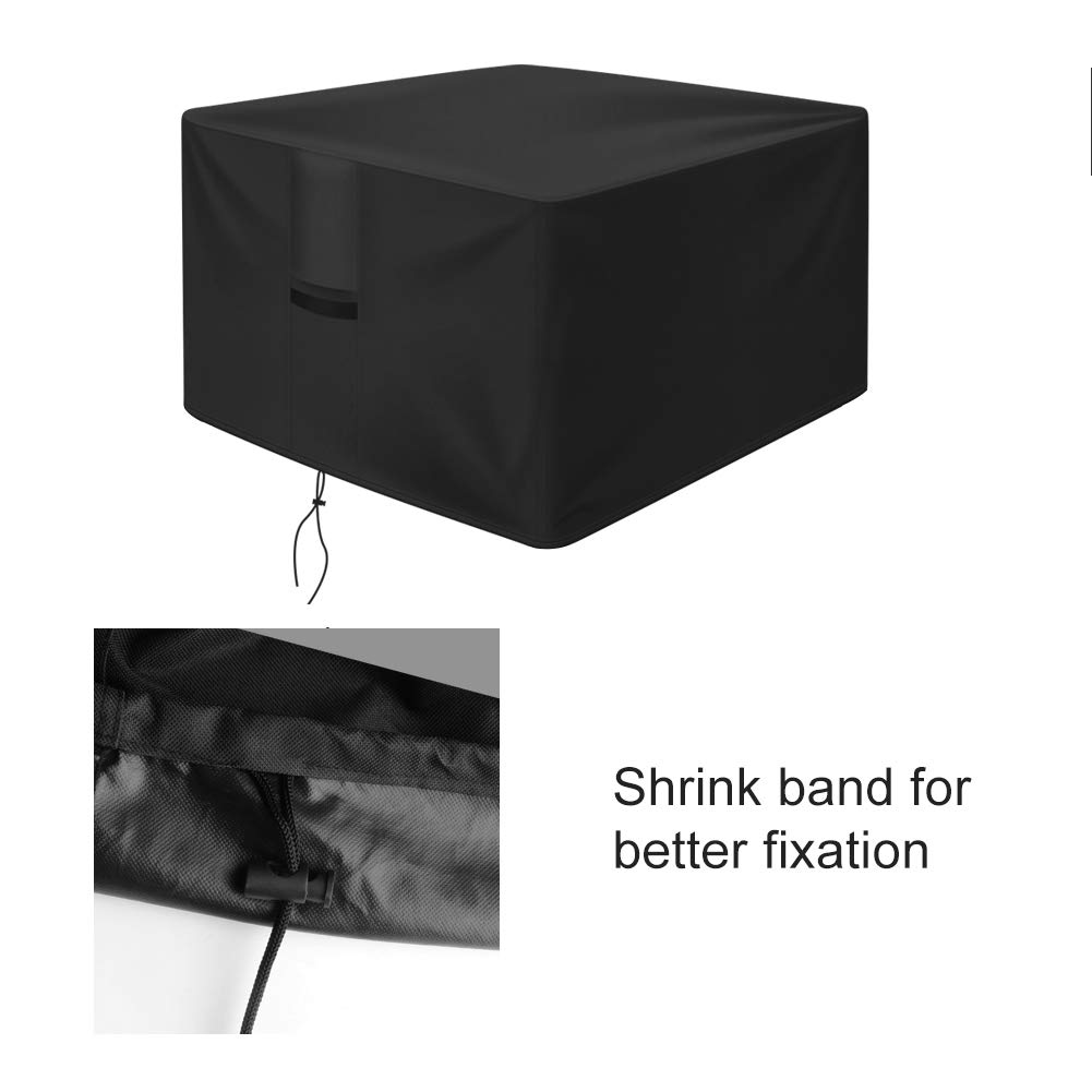 OKPOW OKPOW Fire Pit Cover 90cm,Firepit Covers Waterproof Square-600D,Fire Bowl Cover Anti-UV,Heavy Duty Rip Proof Oxford Fabric Firepit Cover,Square Fire Pit Covers- Black(90cm*90cm*50cm) in use