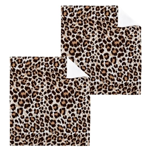 ISAOA Set Toallas de algodón con estampado de leopardo y guepardo para invitados, toallas faciales para baño, spa, hotel, cocina, paquete de 6