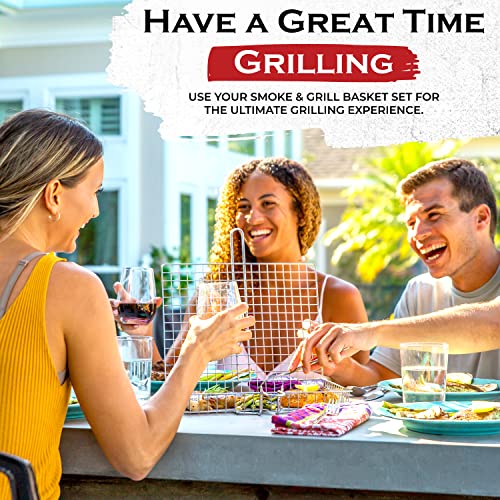 Shizzo Grill Basket Value Set, Barbecue Bbq Grilling Basket , Stainless Steel Large Folding Grilling Baskets With Handle, Portable Outdoor Camping Bbq Rack For Fish, Shrimp, Vegetables, Barbeque Griller Cooking Accessories, Gift, Gifts For Father, Dad, Husband #TOP6