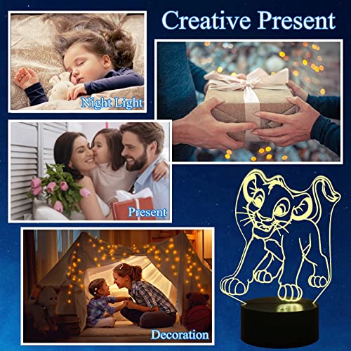 Laysinly The Lion 3D Night Light, Lion Simba Kids Led Night Light For Bedroom, Touch & Remote Control, Usb Powered, Multicolor Birthday Holiday Decoration Lighting #TOP6