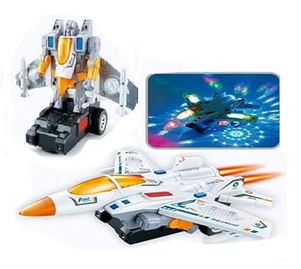 MY BABY LOVE A PERFECT CARE 2 in 1 Bump and Go Transforming Aircraft to Robot Toy with 3D Light & Sound for Kids and Toddlers