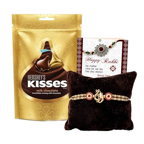 Image of TIED RIBBONS Rakhi Gift for Brother with Chocolate - Designer Rakhi for Brother with Hershey's Kisses Chocolates Pack(200 Grams)