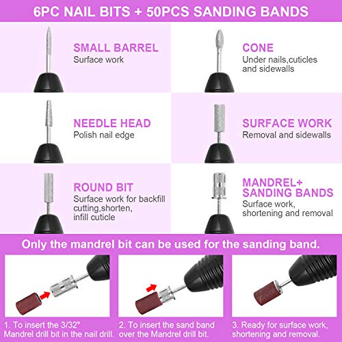 SPTHTHHPY Elektrische Nagelfräser, Professionell Elektrisch Nagelfeile Fräser Maniküre Pediküre set für Acryl Gele… – Bild 5