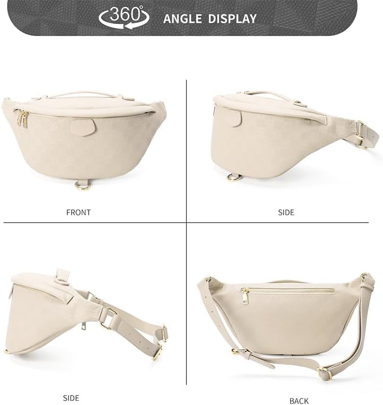 Xehuro Women's Checkered Multi Color Fanny Pack (Beige-2) - Image 5