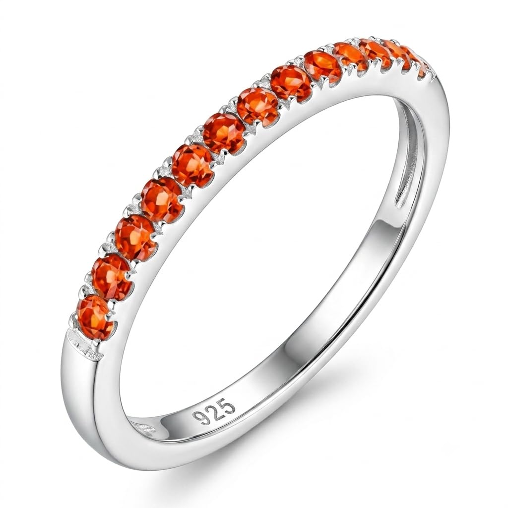 Anillo de plata de ley 925 para mujer, anillo de dedo de media eternidad, joyería de plata elegante, accesorios para mujer, joyería de plata minimalista