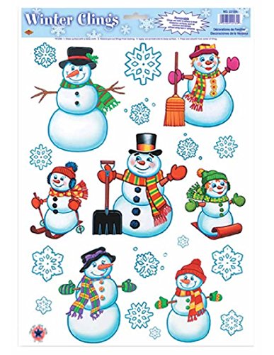 Amazon.com: Beistle 22132 15-Piece Glittery Snowflake Clings-1 Sheet ...