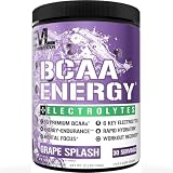 EVL BCAAs Amino Acids Powder - BCAA Energy Pre Workout Powder for Muscle Recovery Lean Growth and Endurance - Rehydrating Post Workout Recovery Drink with 6 Key Electrolytes - Grape Splash