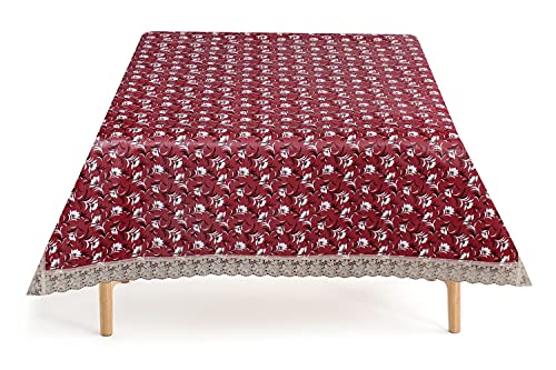 Image of The Furnishing Tree Waterproof Square Shaped 4 Seater Printed Center Table Cover Size 48x48 inches with White Border Lace