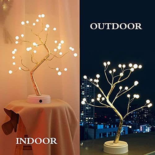 Image of Tabletop Bonsai Tree Light with 36 Pearls LED, Battery /USB Operated DIY Artificial Lamp Fairy Light Spirit Tree Christmas Sparkly Tree lamp Desktop Decoration for Bedroom Night Lights for Kids
