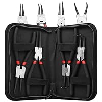 4 Stück Sprengringzangen Set, Seegeringzange Set, Sicherungsringzangen, Segeringen Zangen Sets, Außen Innen Sprengring Zange, Gerade Gebogen Sicherungsring Zangen mit Griffen