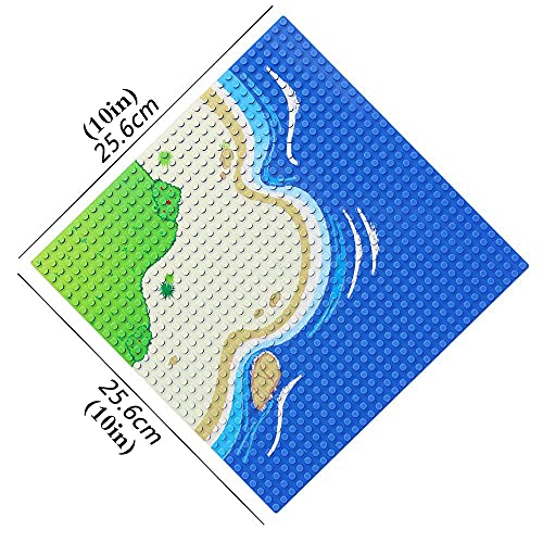Feleph 4 Pieces Classic Blue Baseplate For City Road Beach, Ocean Island Street Water Base Plate 10 X 10 Inches, Pirates Sea Toy Kit For Building Bricks Compatible With All Major Brands (Curved 4Pcs) #TOP2