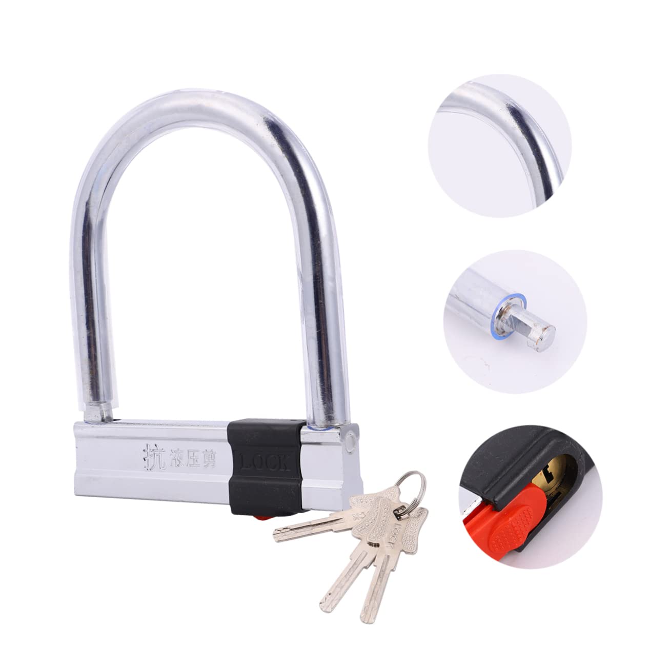 Yardwe 1pc Heavy Duty U-Shaped Bike Lock Theft Chain Lock Hydraulic Resistance for Outdoor Cycling Security for Gates Scooters and Valuables