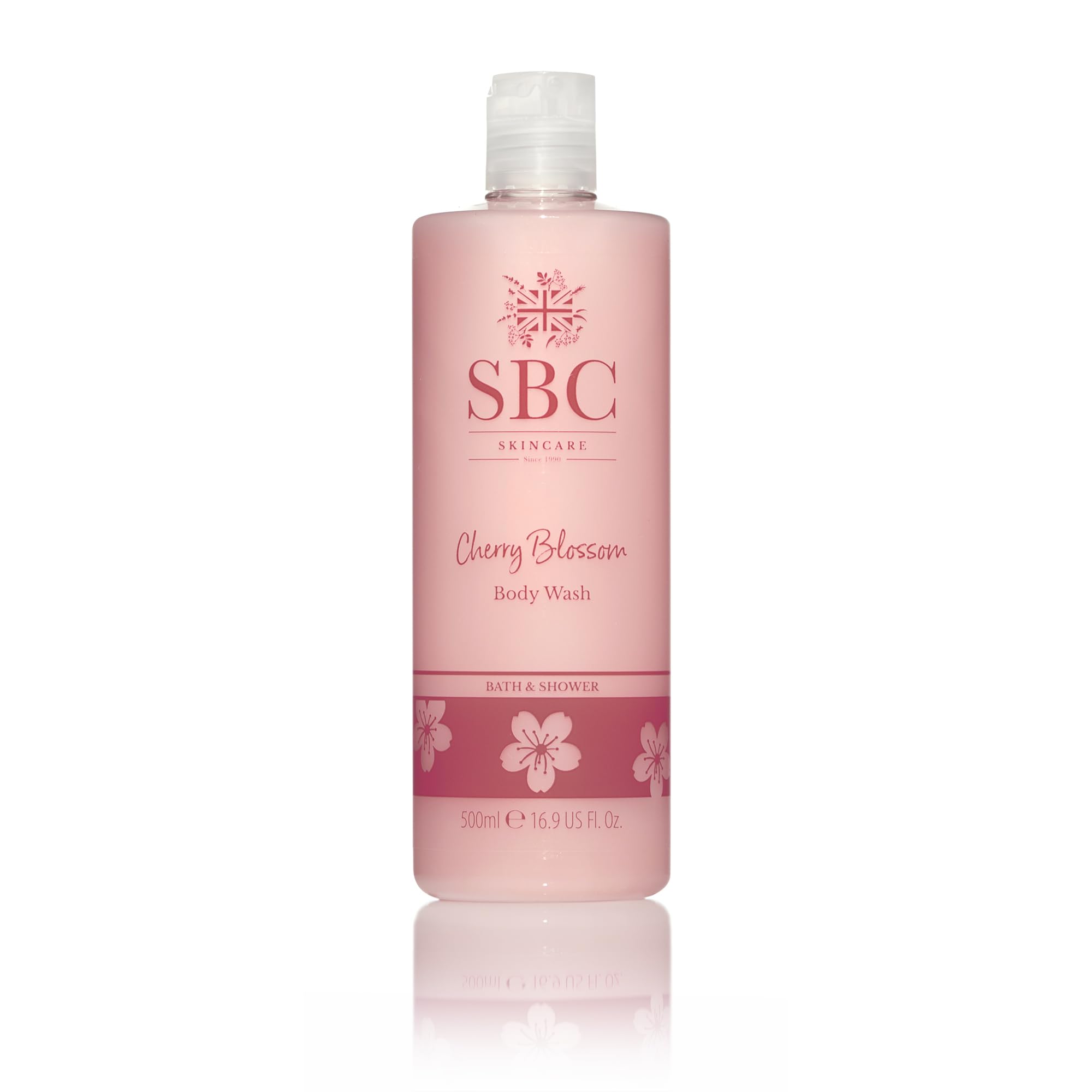 SBC Skincare Cherry Blossom Body Wash 500ml - Delicately Fragranced, Pampering Bubble Bath or Shower Gel
